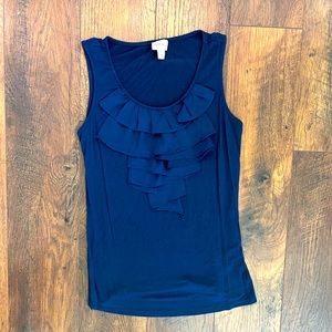 Navy Blue Thick Tank Top with Fabric Accents & Details